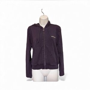 Vintage Y2K Adidas Dark Purple Zip-Up Hoodie